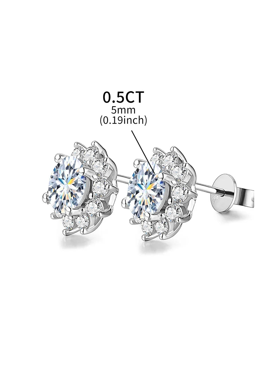 Sunflower Halo Moissanite Stud Earrings