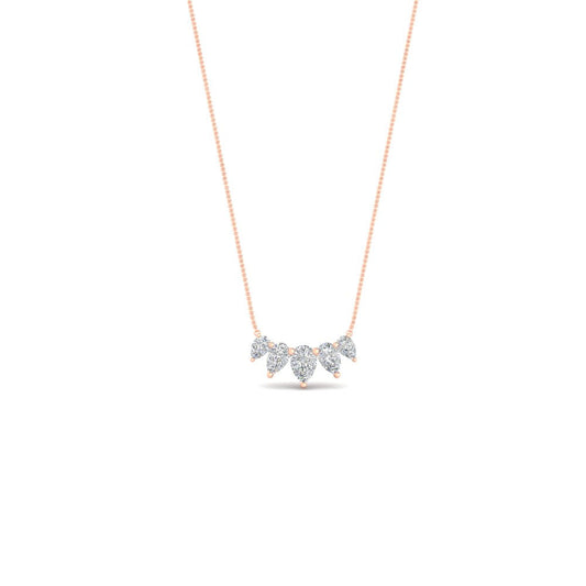 Collar de Diamantes de 0,75 Quilates con 5 Piedras en Forma de Pera