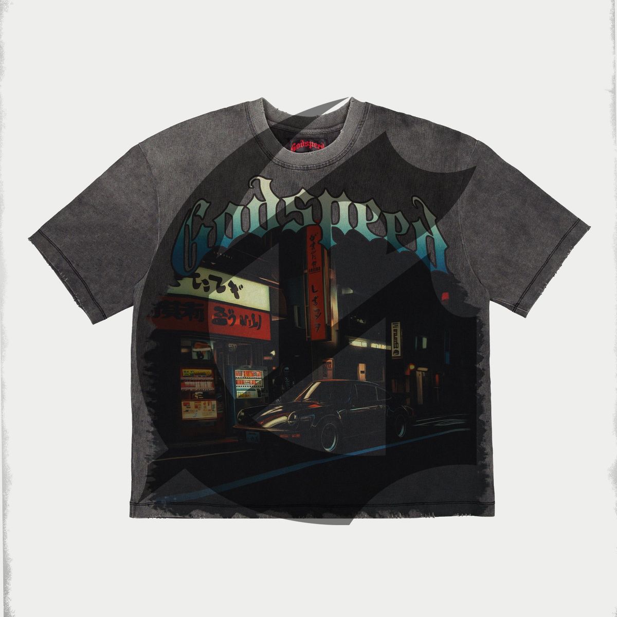 Godspeed Pit Stop: Tokyo T-Shirt Grey Wash