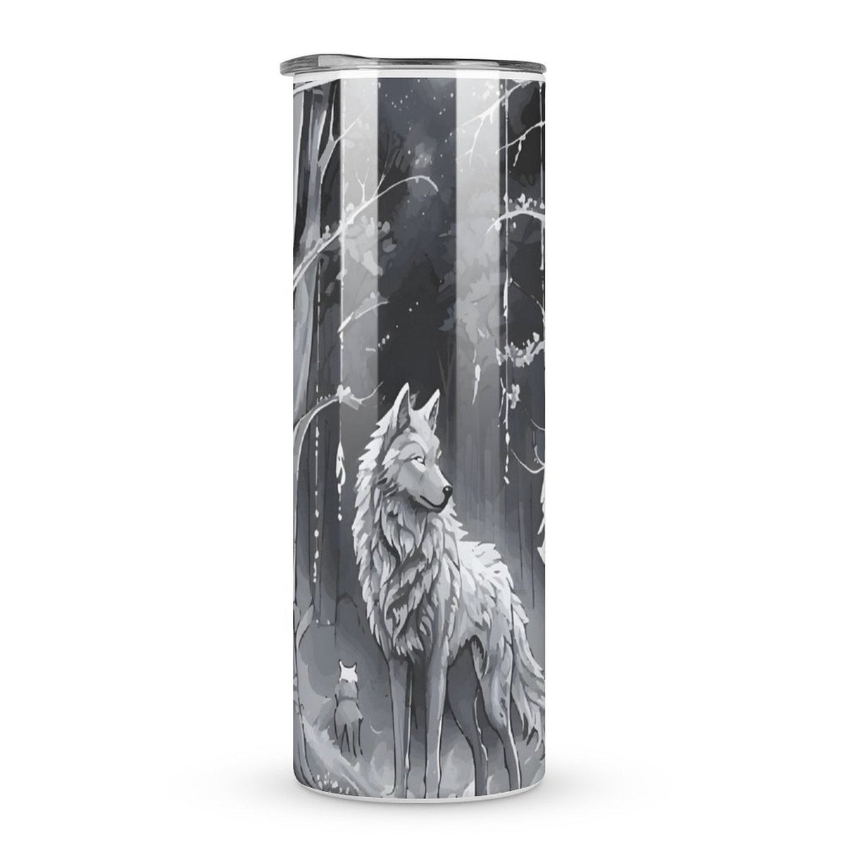 Ethereal Wolf in the Moonlight 20oz Stainless Steel Skinny Tumbler With Lid