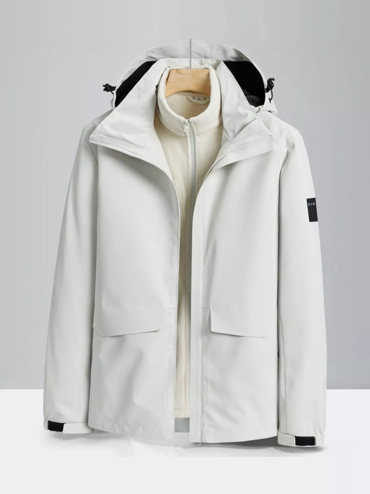 Men's Plus Size Zip Up Waterproof Hooded Jacket