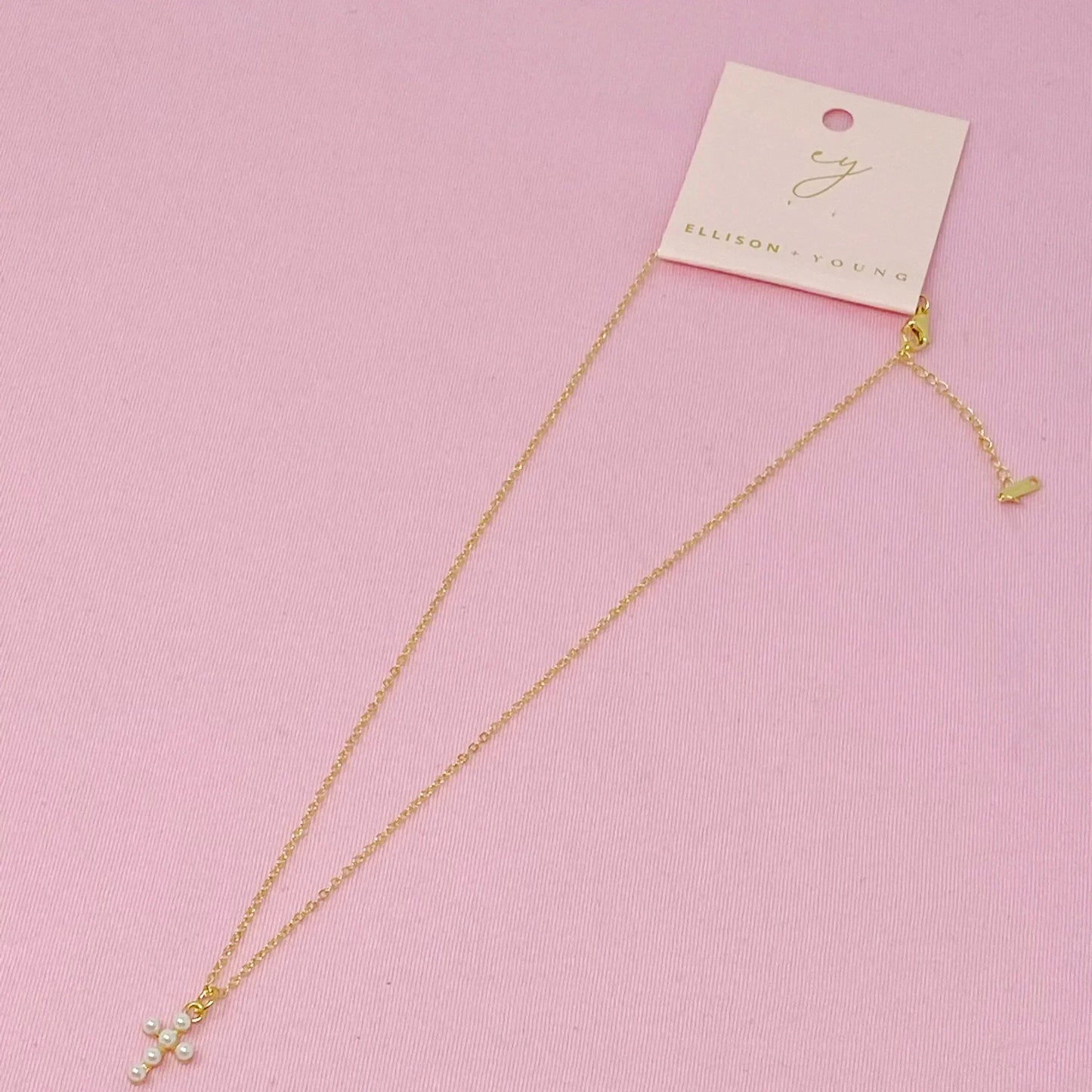 Shell Pearl Cross Necklace