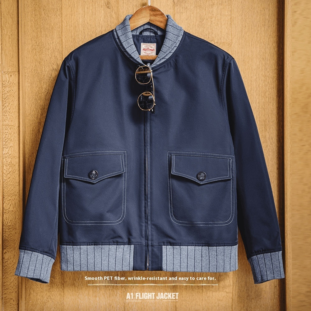 Bomber Jacket Men's Fashion All-matching Color Contrast Patchwork