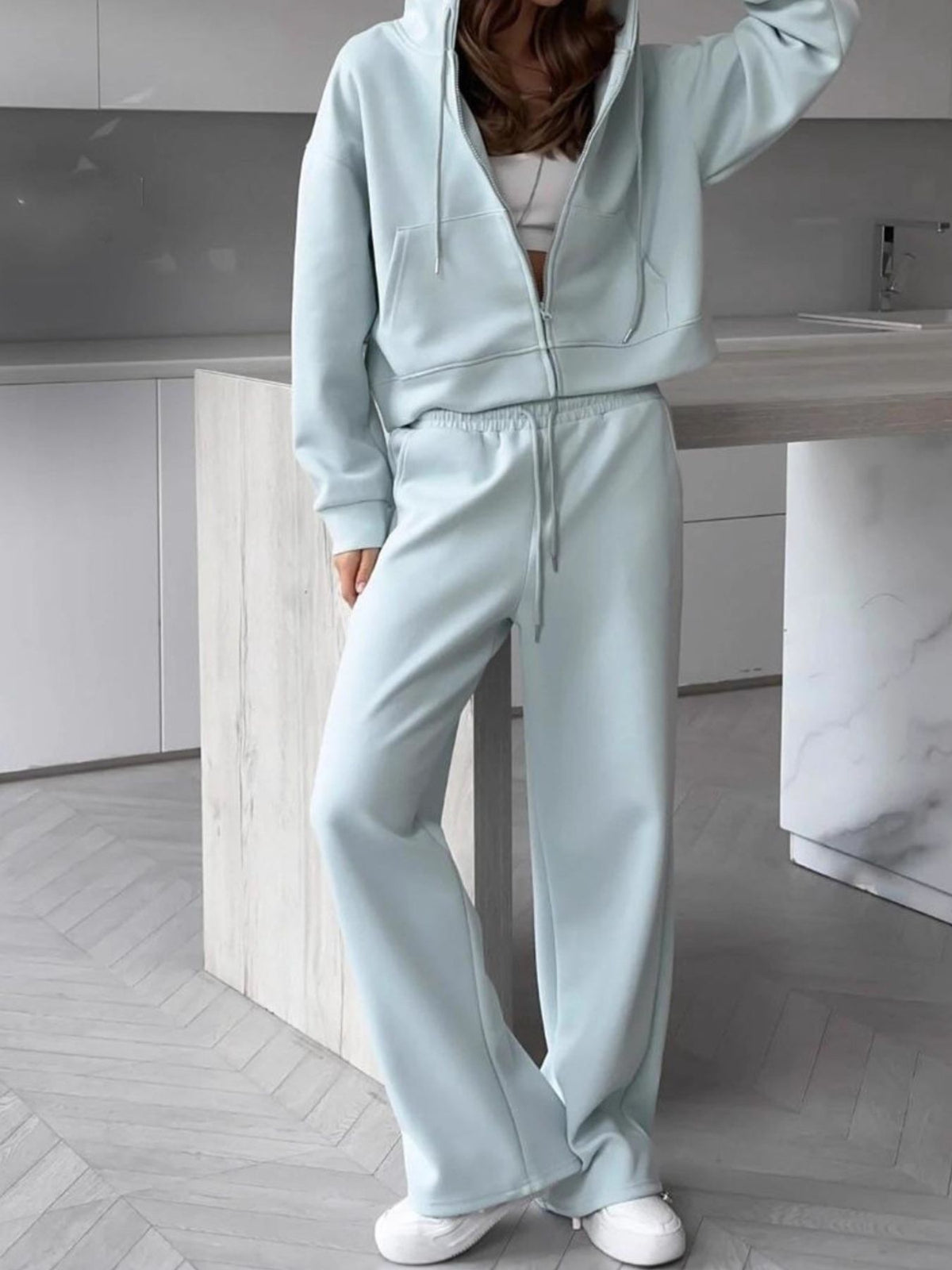 Zip-Up Hoodie and Sweatpants Set