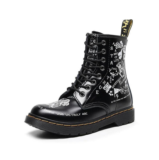 Men's Hard Leather Graffiti Boots