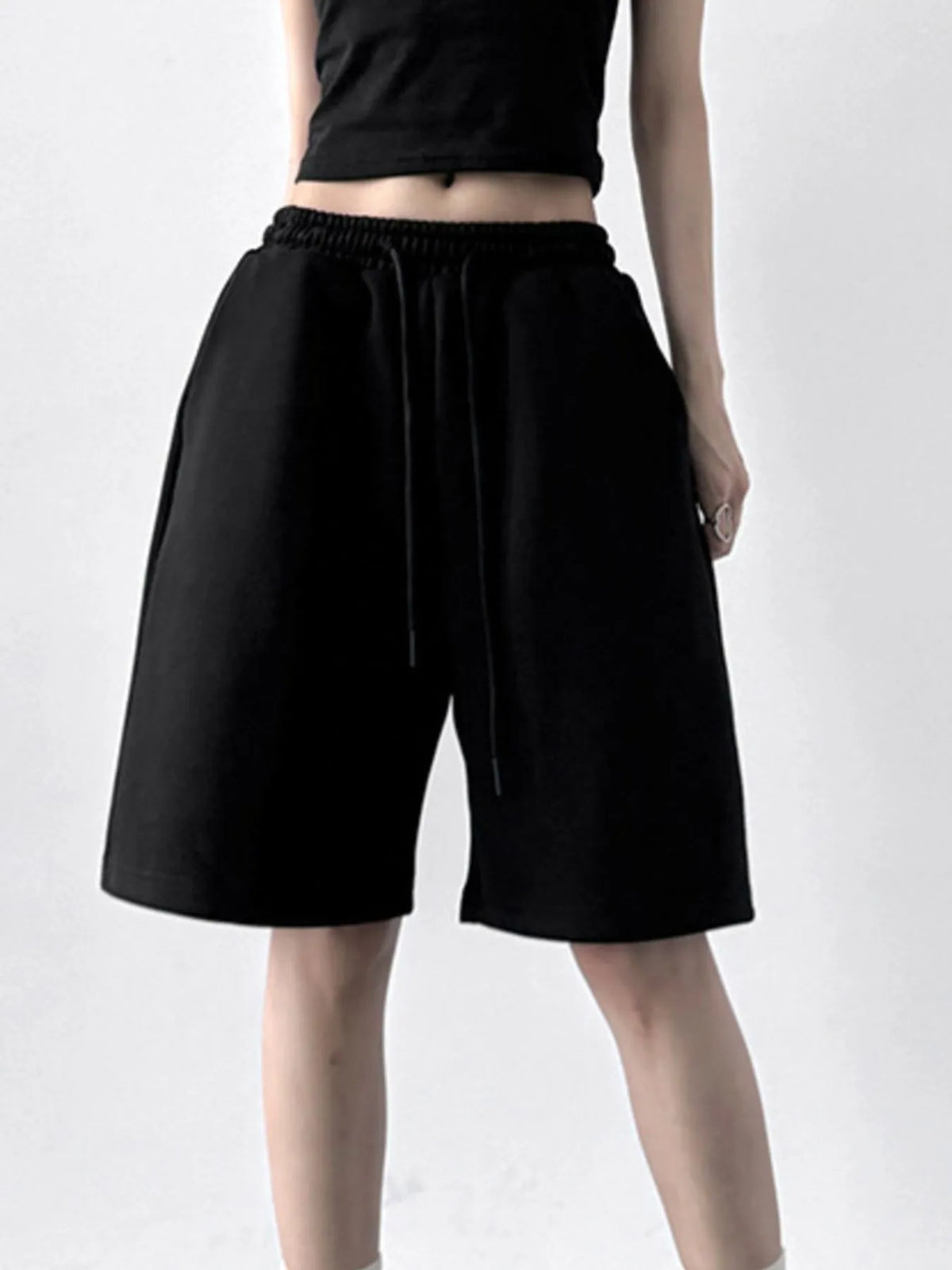 Drawstring Wide Leg Shorts