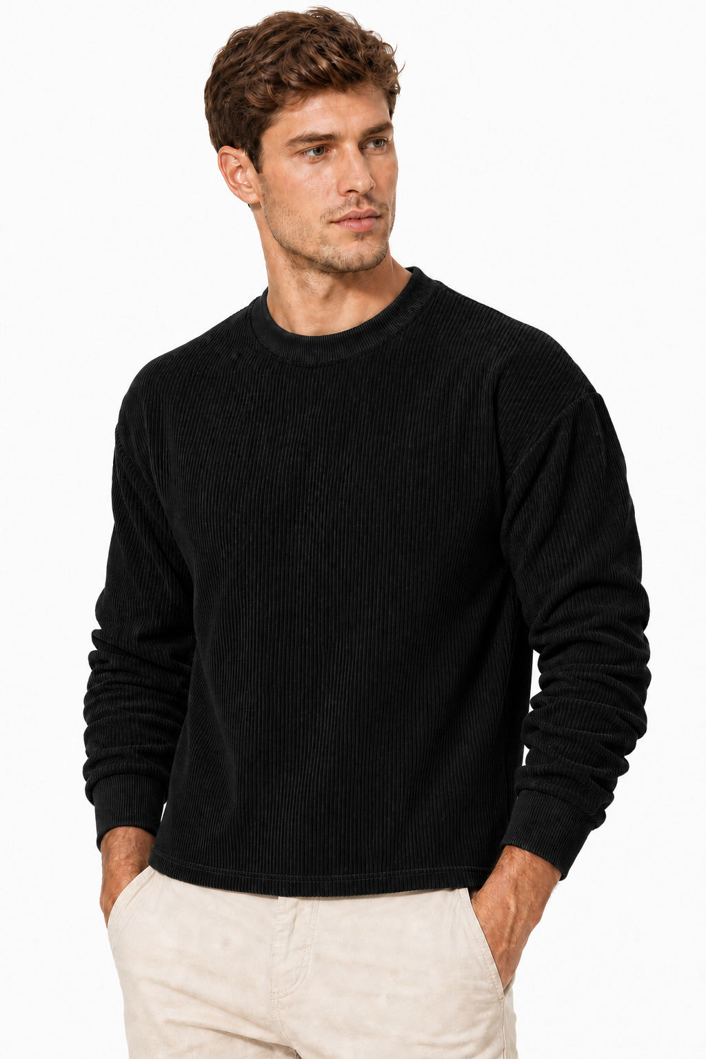 Men's Long-sleeved Round Collar Sweater