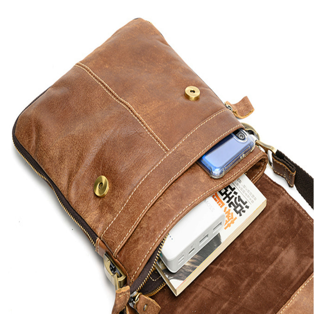 Men's Leather First Layer Cowhide Messenger Bag