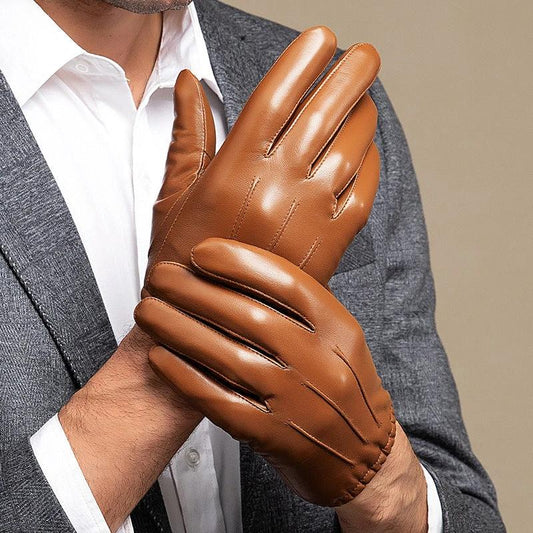 Guantes forrados de borreguillo de piel de oveja auténtica para hombre