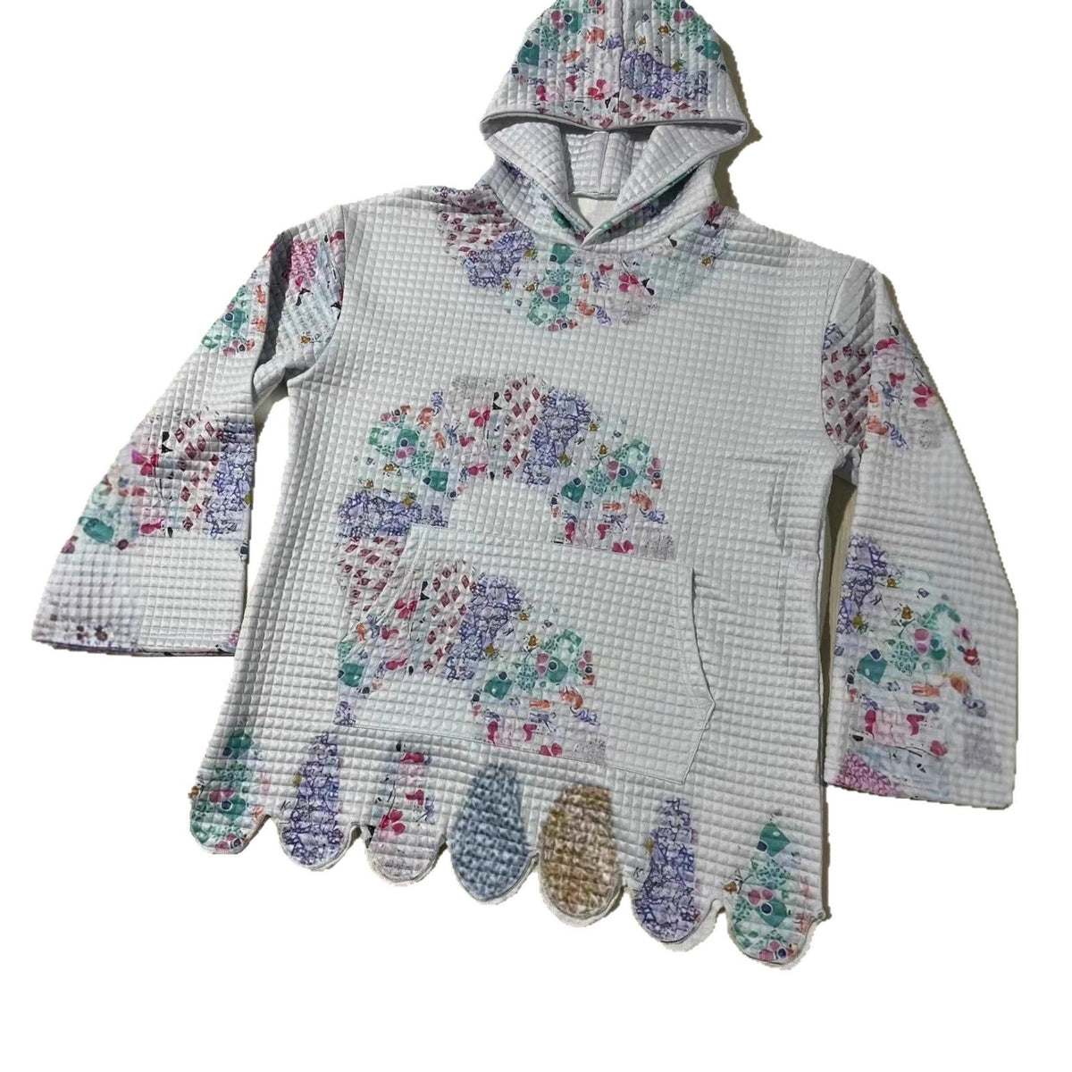 Womens Printed Small-Plaid Hooded Sweatshirt