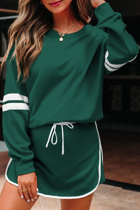 Conjunto de jersey y minifalda Varsity Stripe