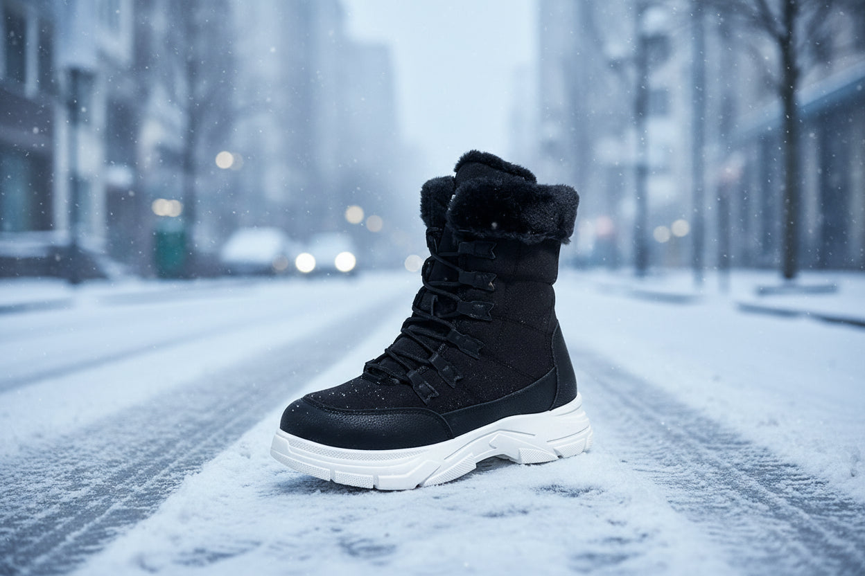 Zapatos de invierno casuales y cómodos con suela gruesa y forro polar para mujer