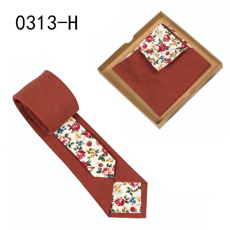 Men's Floral Print Tie and Pocket Square