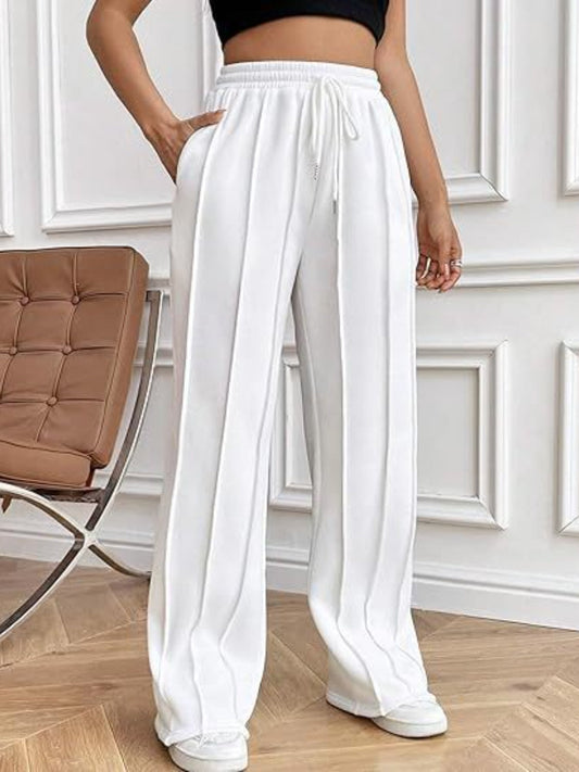 Pantalones de pernera ancha con cordón y bolsillos
