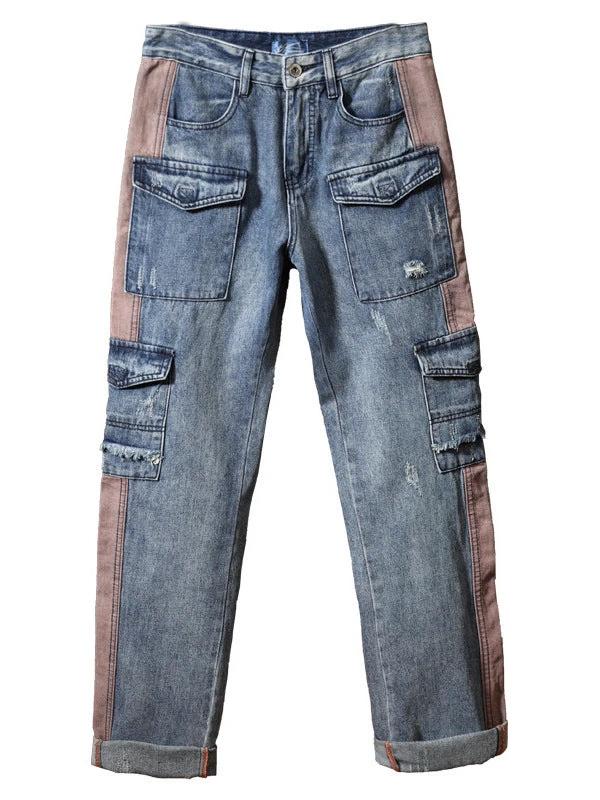 Men's Nostalgic Retro Multi-pocket Jeans