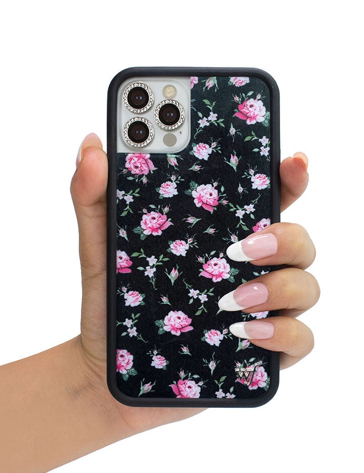 Black and Pink Floral iPhone Case
