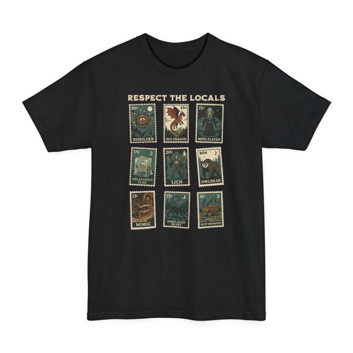 D&D Monsters Respect the Locals Stamp Tall T-Shirt
