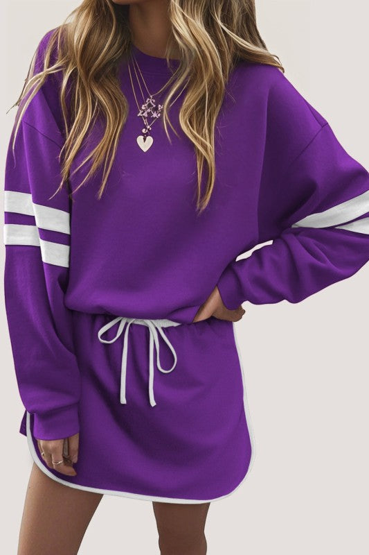 Conjunto de jersey y minifalda Varsity Stripe