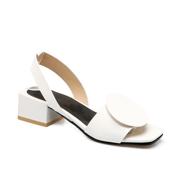 Women's Patent Leather Buckle Mid-Heel Open-Toe Shoes