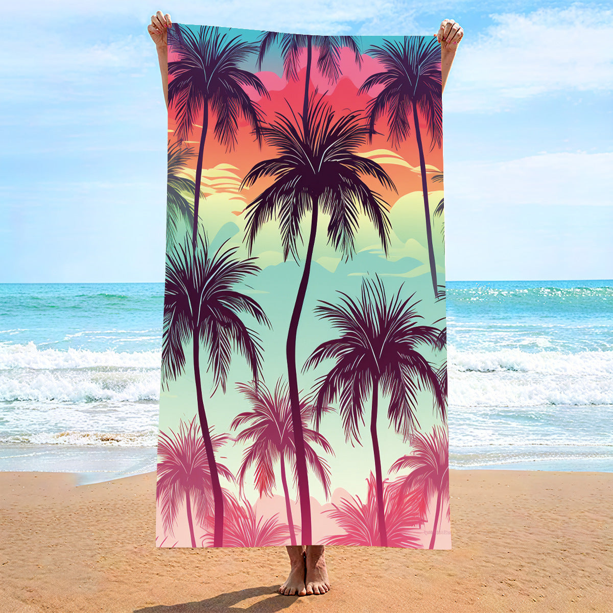 Moisture Absorption Quick-drying And Soft Skin-friendly Double-sided Velvet Beach Towel Polyester Brocade