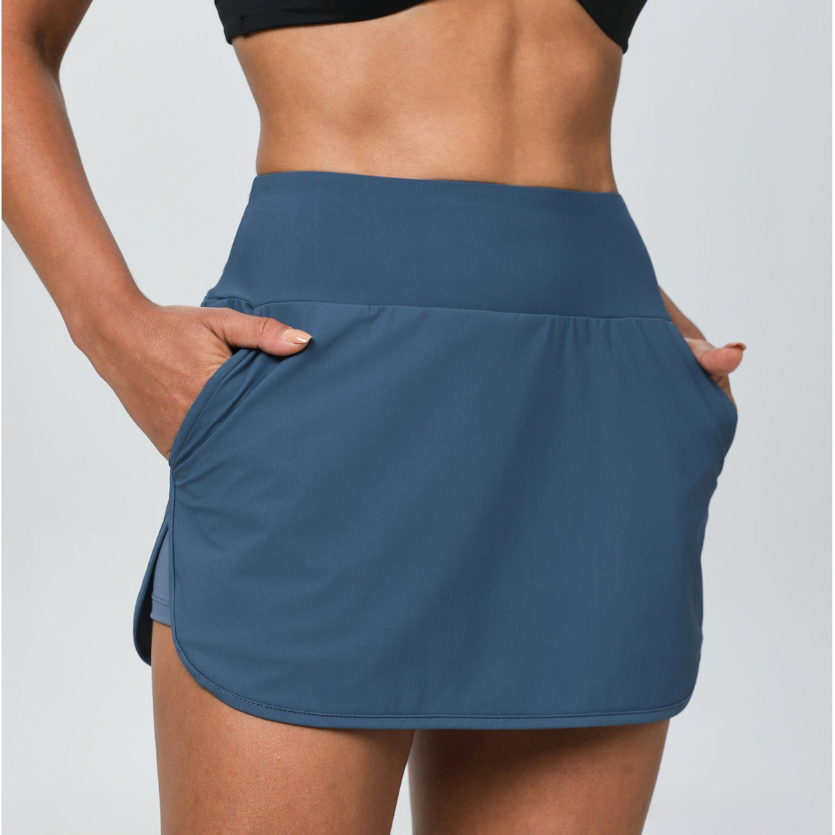 European And American Slim- Fit Quick-dry Tennis Skirt High Waist Slimming Running Fitness Skirt Anti-running Fake Two-piece Sports Yoga Skirt