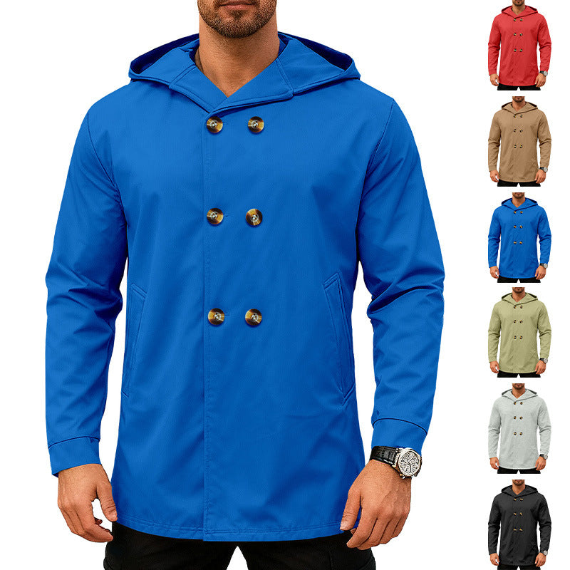 Men's Hooded Trench Coat For Cross-border Foreign Trade, Warm Sweatshirt For Spring & Autumn On Amazon, European Size Casual Loose Zip-up Jacket For Men