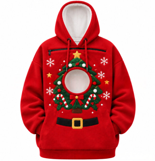 Unisex Christmas Pet Pocket Long Sleeve Sweatshirt