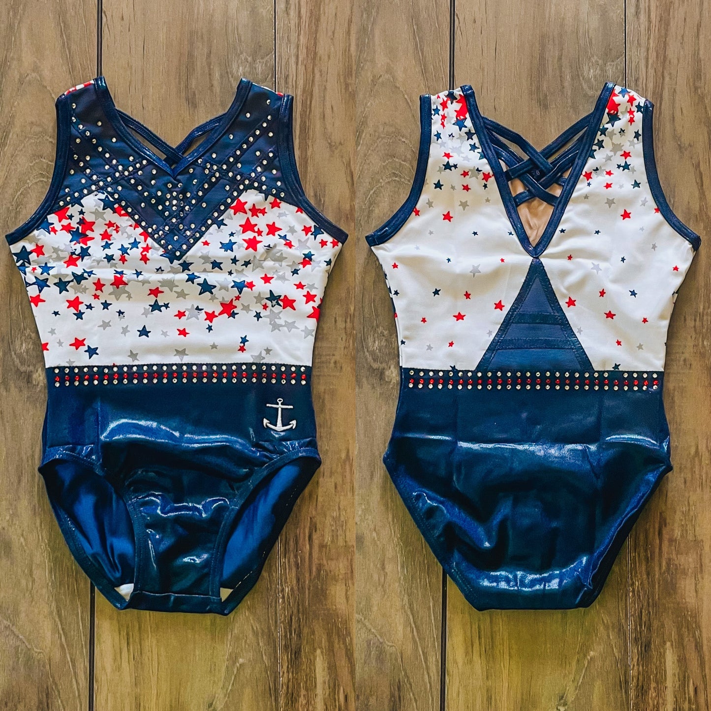 Maillot con Brillos de Estrellas Rojo, Blanco y Azul de Old Glory