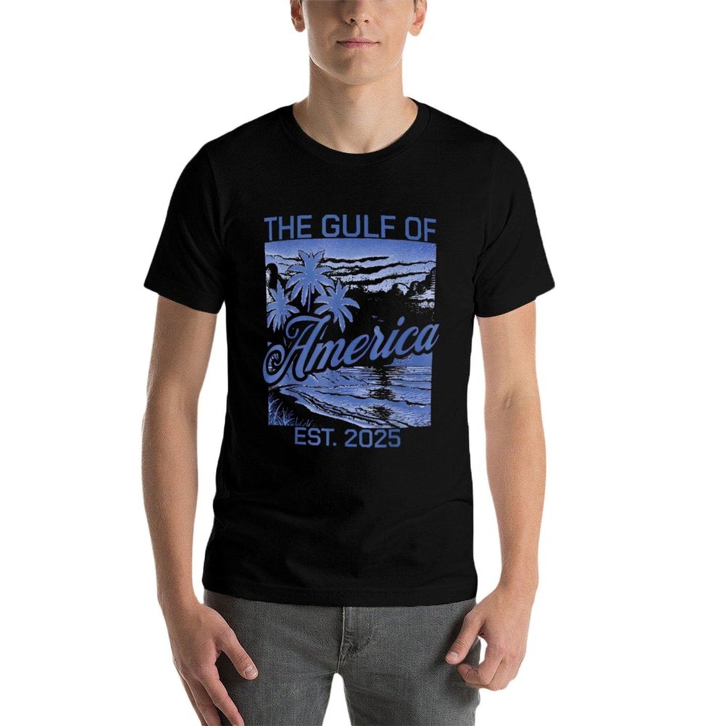 Retro Gulf Of USA America Est 2025 American Flag Gulf Mexico Eco-friendly Material T-Shirt
