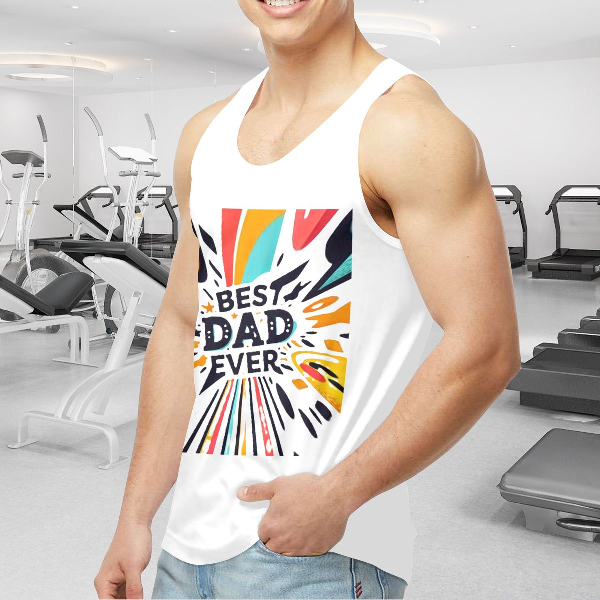 Best Dad Ever Men's Graphic Tank Top (Made in USA)