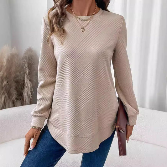 Camiseta de manga larga casual con cuello redondo para mujer Ver la tabla de tallas en "más detalles"
