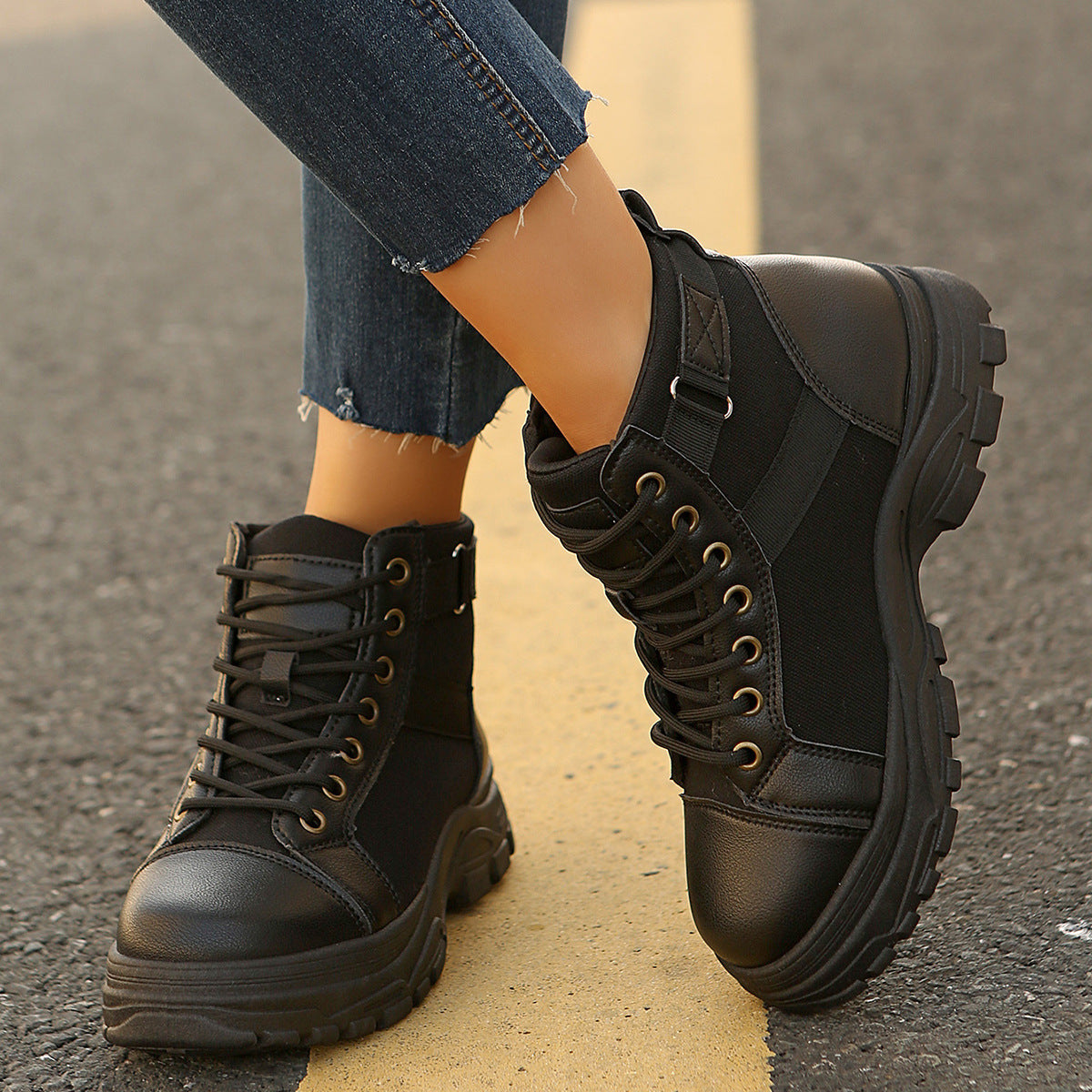 Botas de invierno de media pantorrilla con forro polar para mujer
