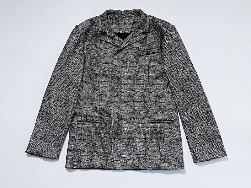 Men's Blazers Slim Fit Plaid Suits Jackets Male Long Sleeve Double-breasted Outerwear Business Casual Coats
