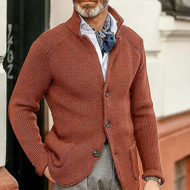 Amazon New Autumn And Winter Men's Lapel Knitted Cardigan Cross-border Coat Sweater Jacket Single-breasted Thick Sweater