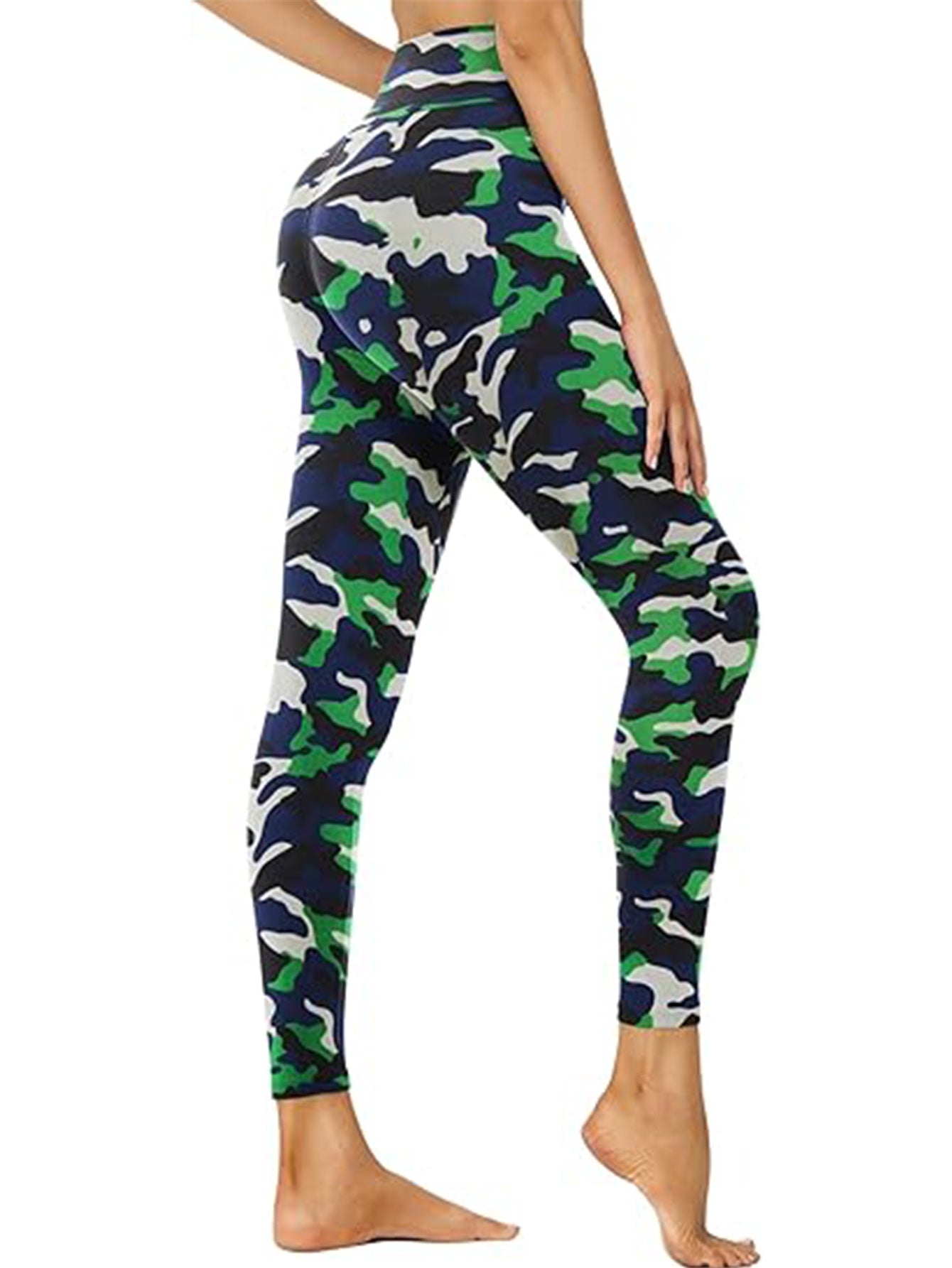 Leggings camuflados capri de tiro alto