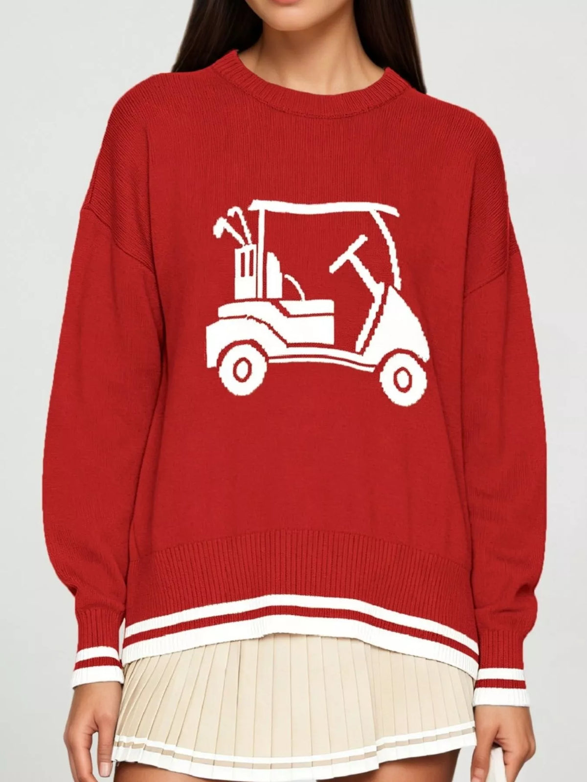 Golf Cart Graphic Dropped Shoulder Sweater