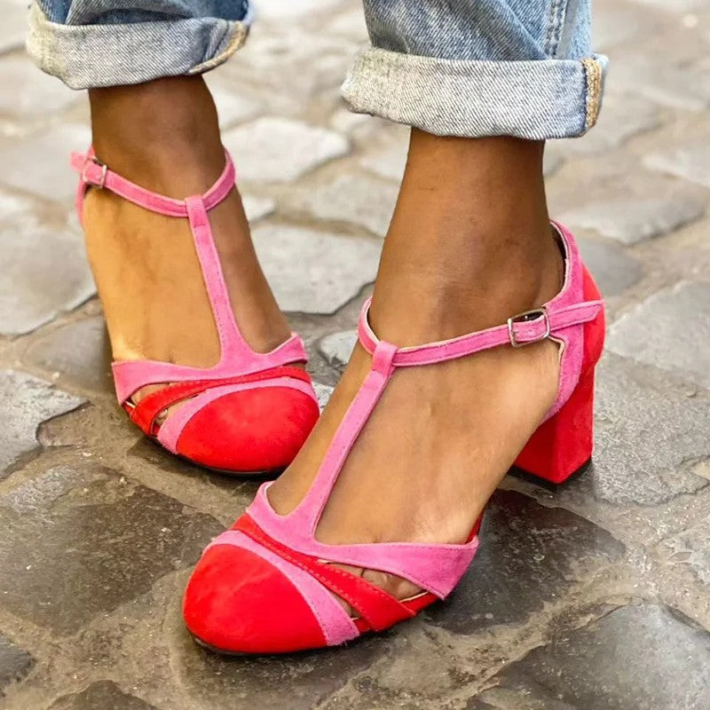 Women's Color-Matching High-Heel Sandals