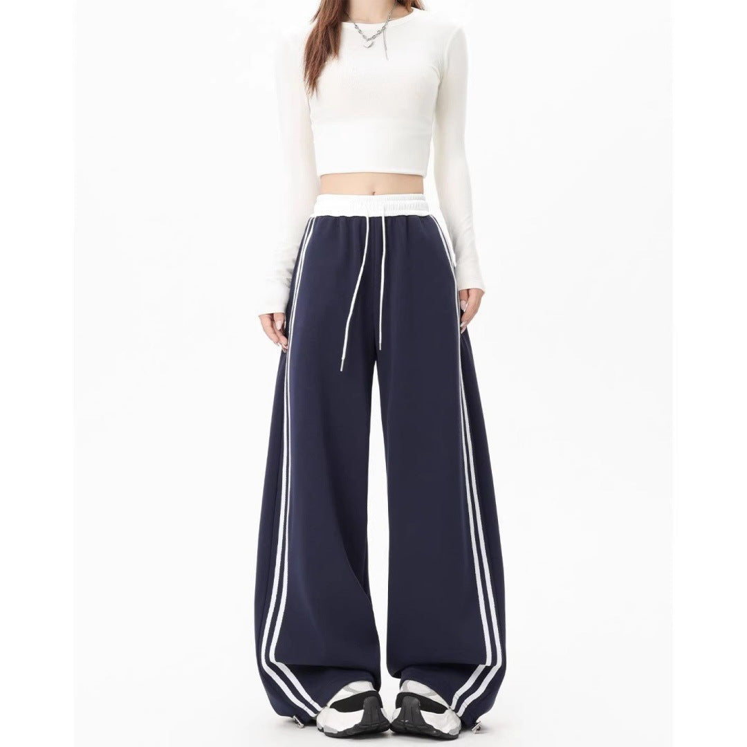 Retro Women's Sweatpants Springautumn Loose-fit Wide-leg