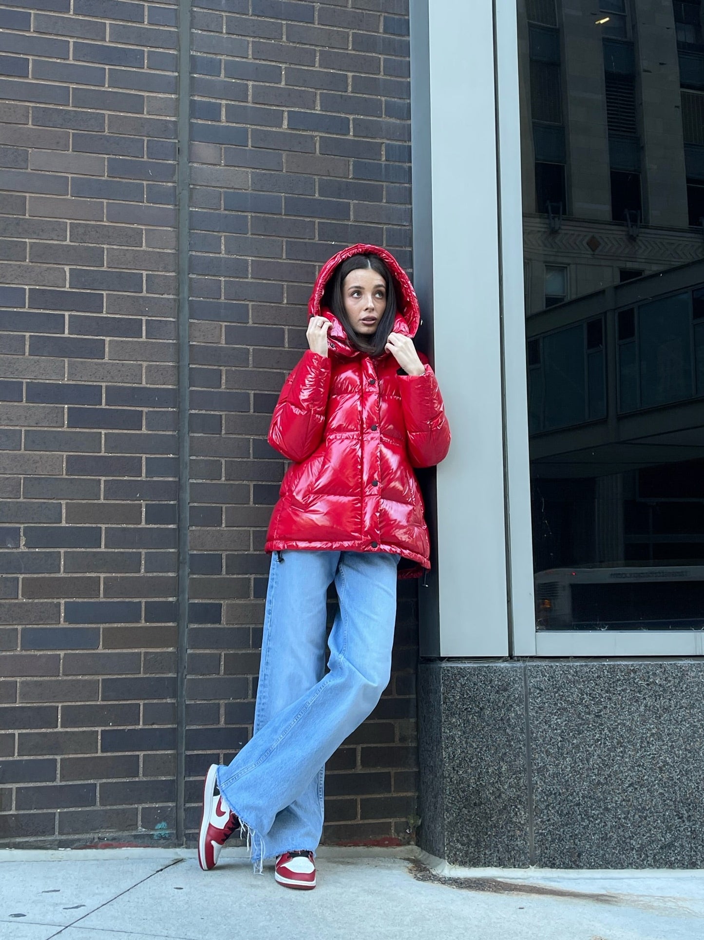Chaqueta con capucha de plumón prémium Gia Laqué