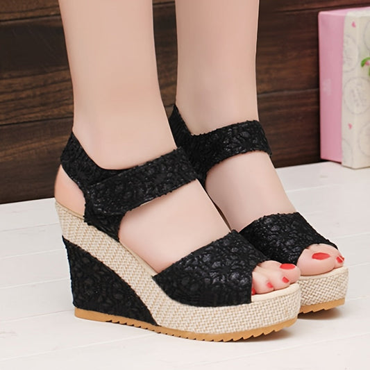 Sandalias de tacón alto de mujer elegantes con cordones y suela gruesa
