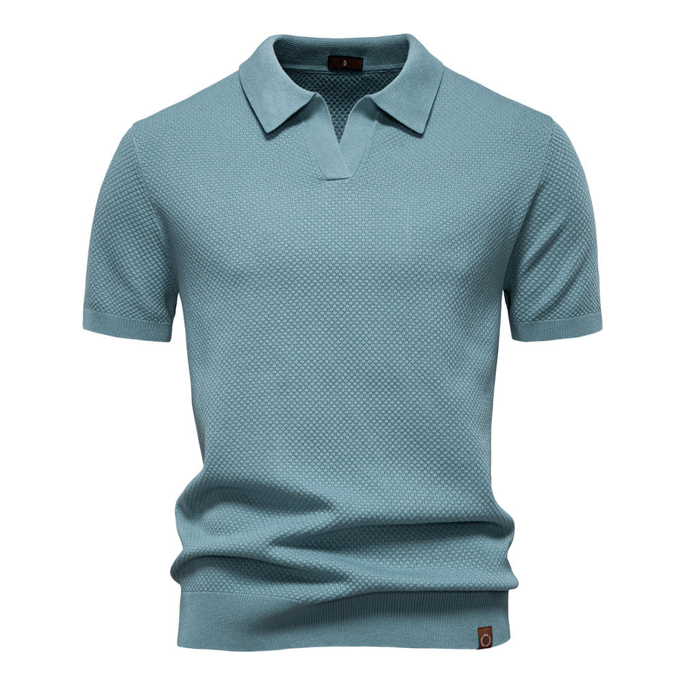 2026Summer High Quality European Size Pineapple Wool Polo Shirt Men's Business Seagull Collar Men's Short Sleeve Sweater Polo