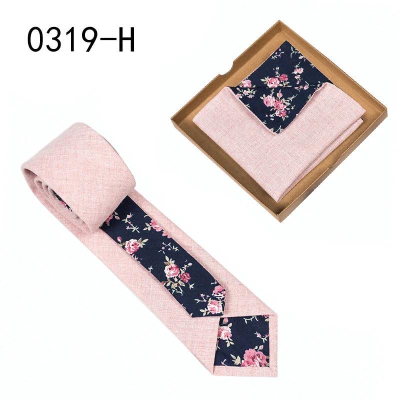Men's Floral Print Tie and Pocket Square