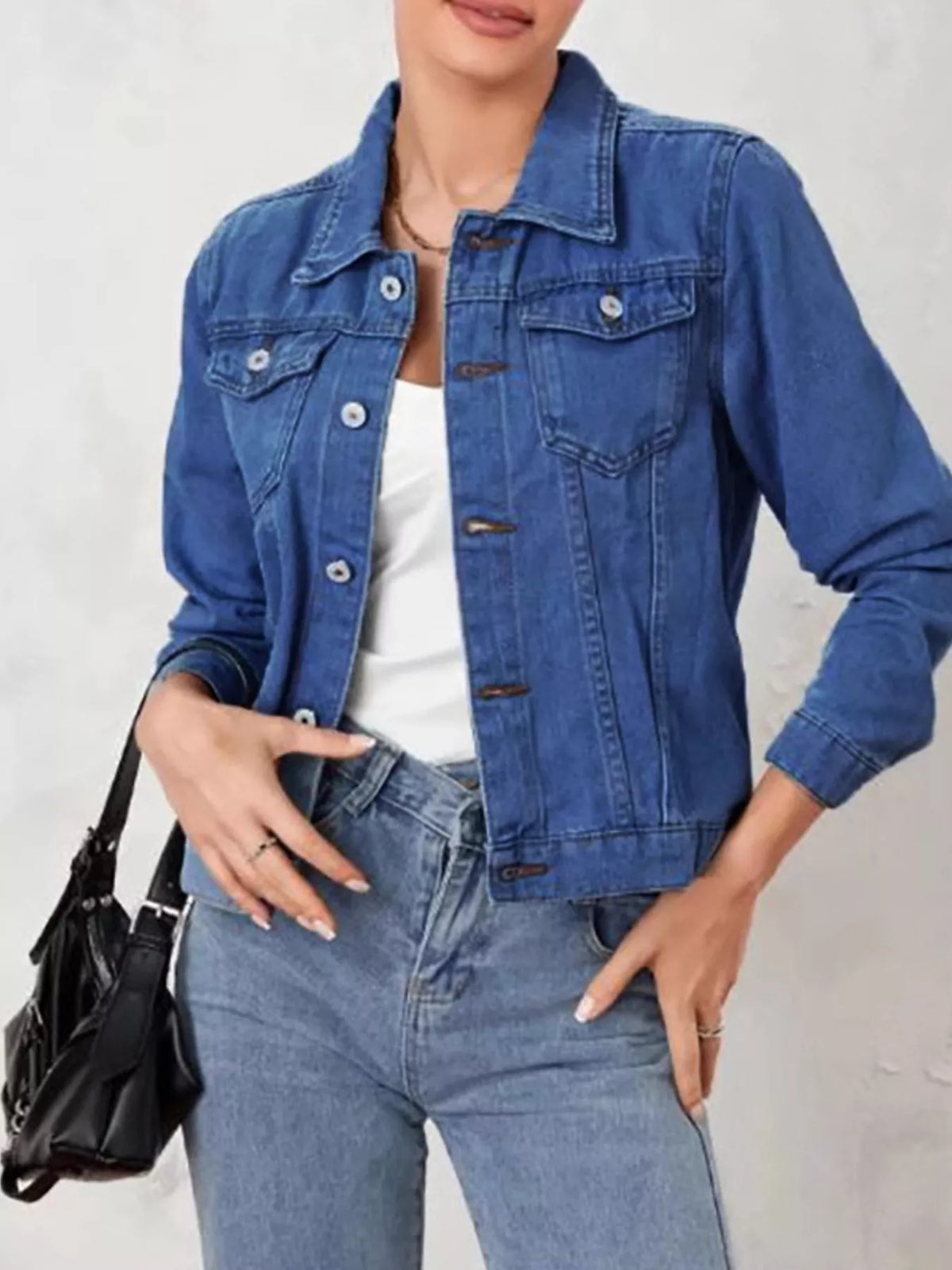 Button Up Long Sleeve Denim Jacket