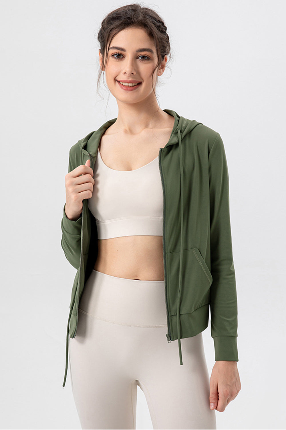 Prenda Exterior Deportiva con Capucha, Cremallera y Cordón Ajustable