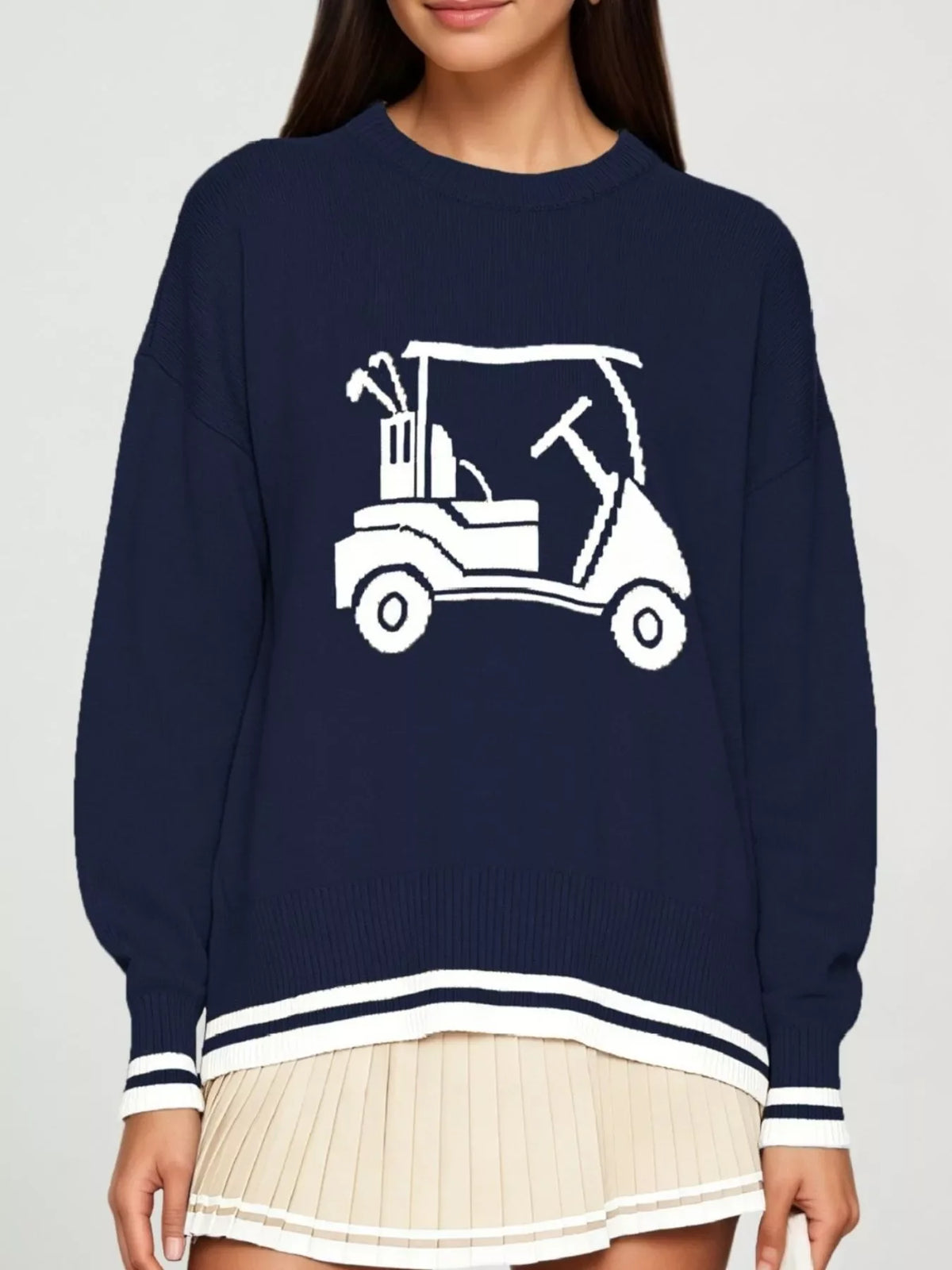 Golf Cart Graphic Dropped Shoulder Sweater