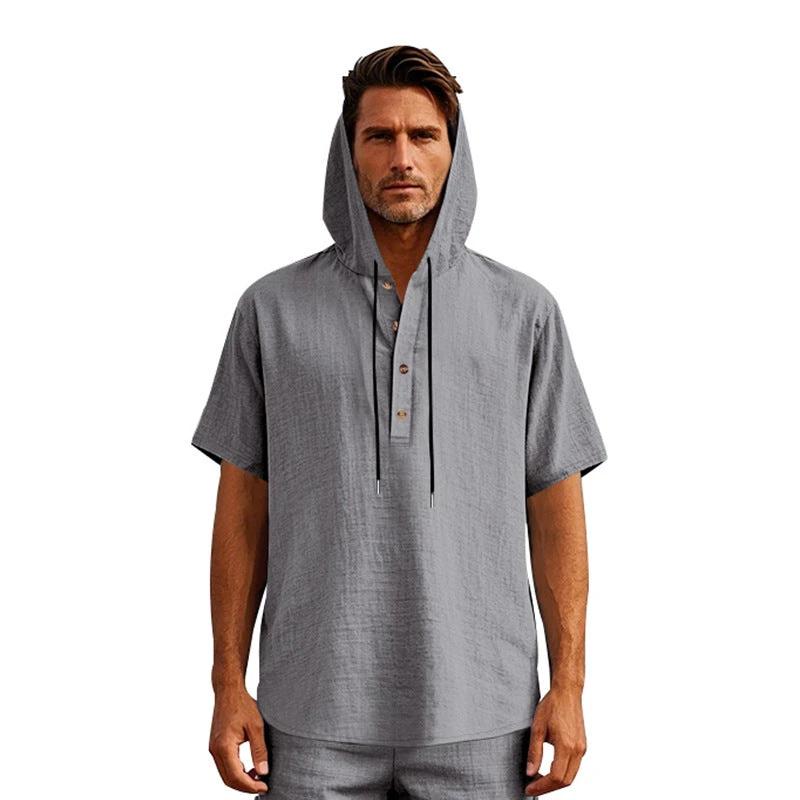 European And American Linen Short-sleeved Men's T-shirt Simple