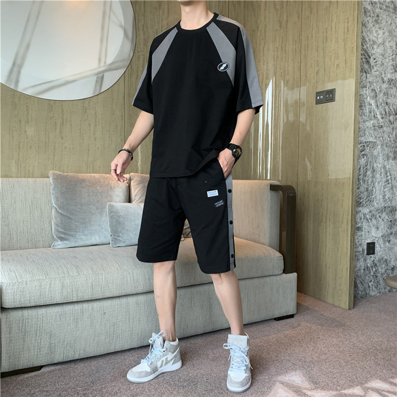 Men's Casual Korean T-Shirt and Shorts Suit