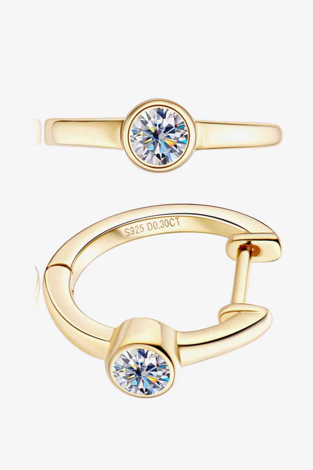Elegantes Pendientes de Aro Chapados en Oro de 18k con Moissanita Incrustada – Diseño Minimalista Ver tabla de tallas en "más detalles"