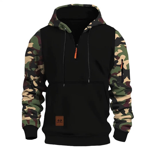 Sudadera con capucha y cremallera de camuflaje para hombre