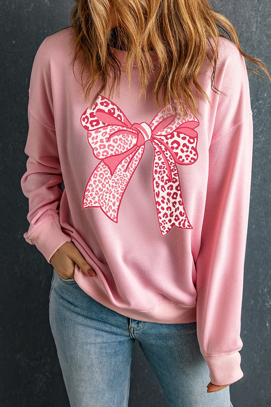 Sudadera de cuello redondo y manga larga con gráfico de lazo